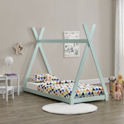 Pat pentru copii model Daria, culoare verde, dimensiuni: 208 x 96 x 163 cm